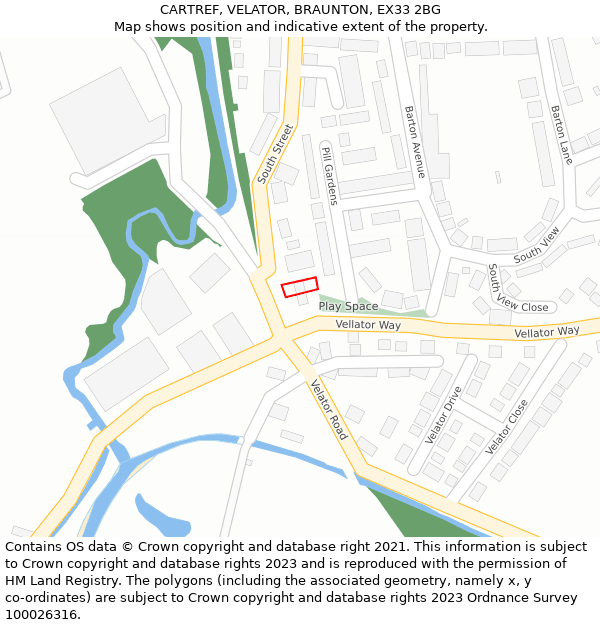CARTREF, VELATOR, BRAUNTON, EX33 2BG: Location map and indicative extent of plot