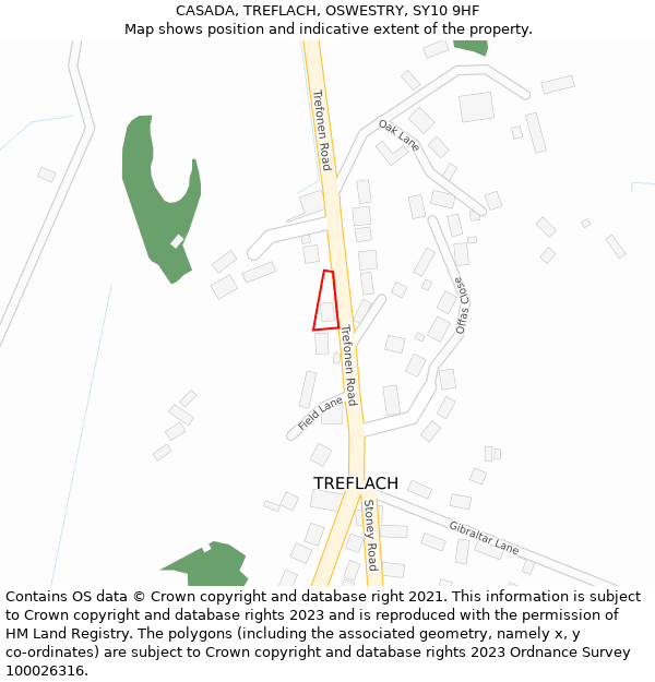 CASADA, TREFLACH, OSWESTRY, SY10 9HF: Location map and indicative extent of plot