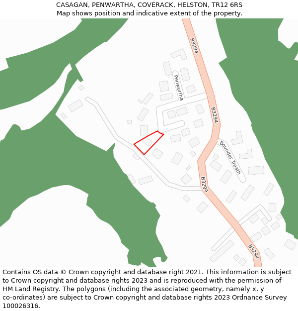 CASAGAN, PENWARTHA, COVERACK, HELSTON, TR12 6RS: Location map and indicative extent of plot