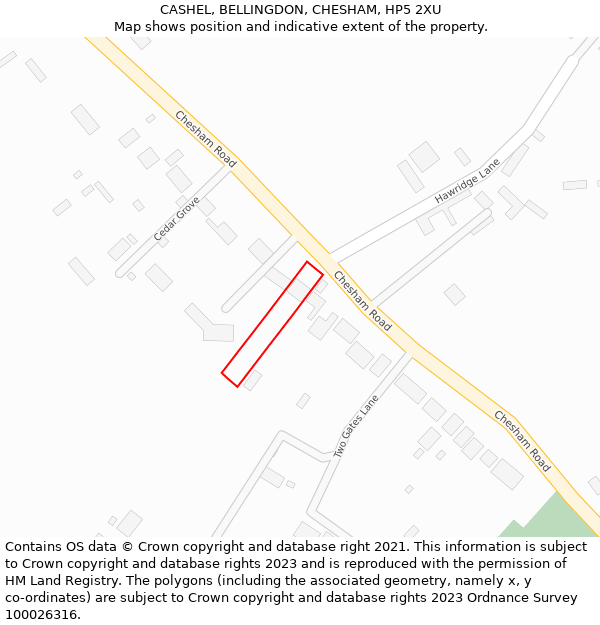 CASHEL, BELLINGDON, CHESHAM, HP5 2XU: Location map and indicative extent of plot