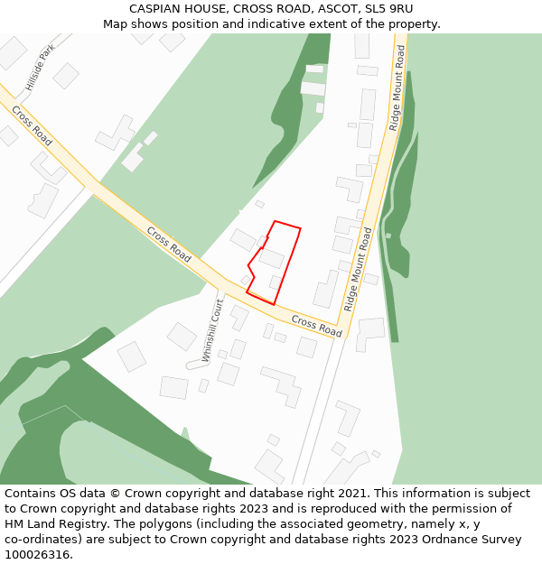 CASPIAN HOUSE, CROSS ROAD, ASCOT, SL5 9RU: Location map and indicative extent of plot