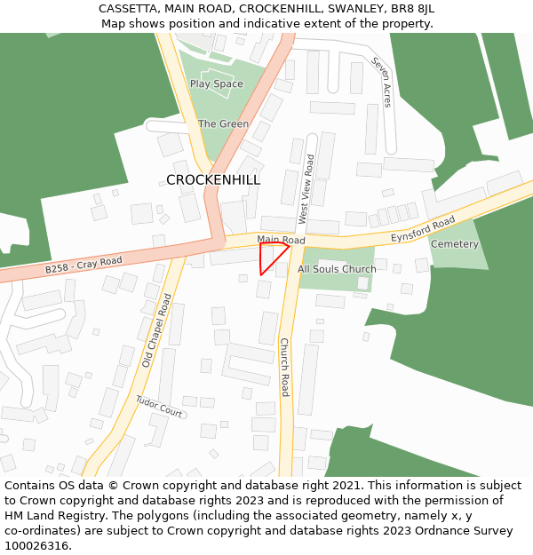 CASSETTA, MAIN ROAD, CROCKENHILL, SWANLEY, BR8 8JL: Location map and indicative extent of plot