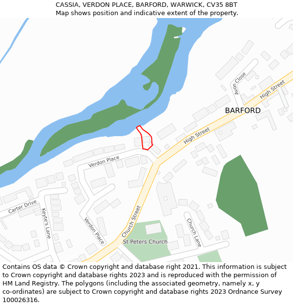 CASSIA, VERDON PLACE, BARFORD, WARWICK, CV35 8BT: Location map and indicative extent of plot