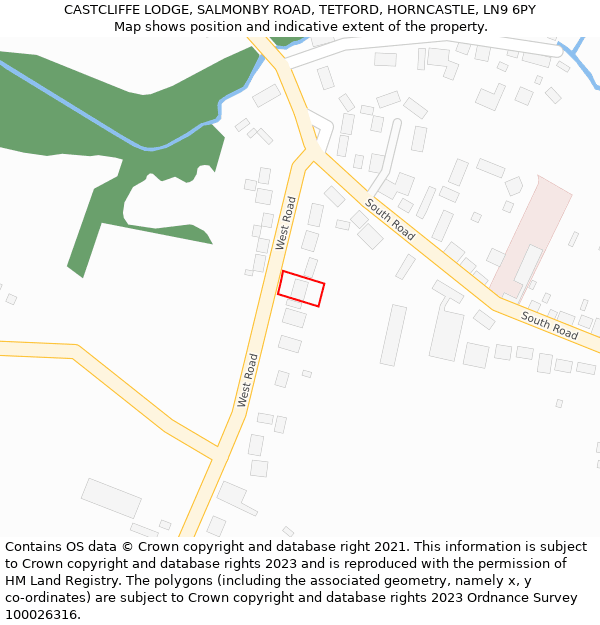 CASTCLIFFE LODGE, SALMONBY ROAD, TETFORD, HORNCASTLE, LN9 6PY: Location map and indicative extent of plot