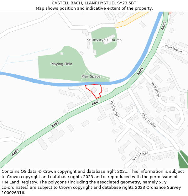 CASTELL BACH, LLANRHYSTUD, SY23 5BT: Location map and indicative extent of plot