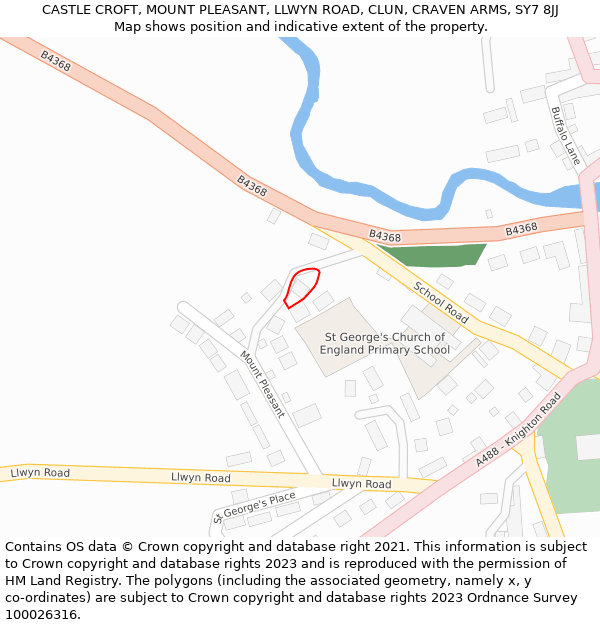 CASTLE CROFT, MOUNT PLEASANT, LLWYN ROAD, CLUN, CRAVEN ARMS, SY7 8JJ: Location map and indicative extent of plot