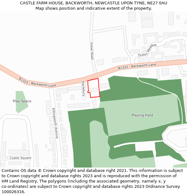 CASTLE FARM HOUSE, BACKWORTH, NEWCASTLE UPON TYNE, NE27 0AU: Location map and indicative extent of plot