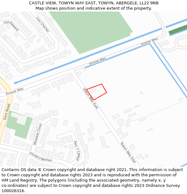 CASTLE VIEW, TOWYN WAY EAST, TOWYN, ABERGELE, LL22 9NB: Location map and indicative extent of plot