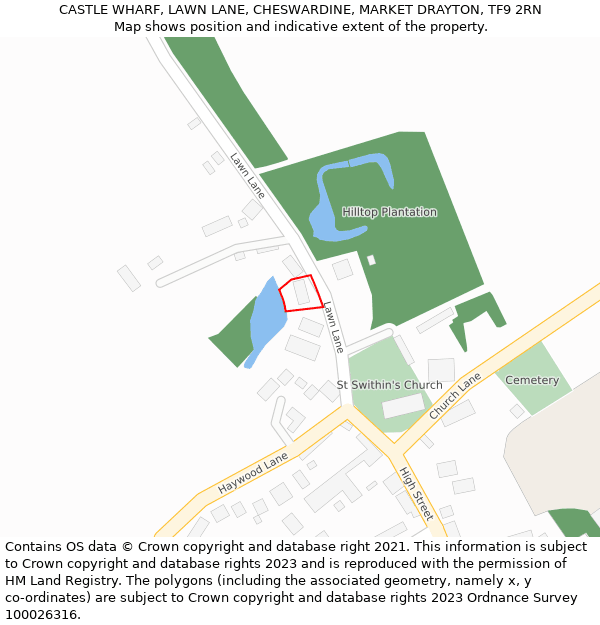 CASTLE WHARF, LAWN LANE, CHESWARDINE, MARKET DRAYTON, TF9 2RN: Location map and indicative extent of plot