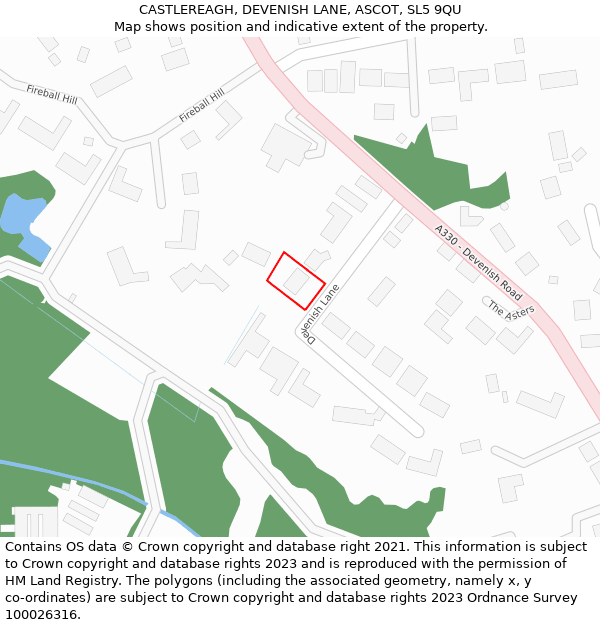 CASTLEREAGH, DEVENISH LANE, ASCOT, SL5 9QU: Location map and indicative extent of plot
