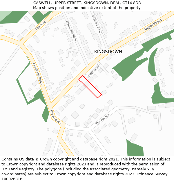 CASWELL, UPPER STREET, KINGSDOWN, DEAL, CT14 8DR: Location map and indicative extent of plot