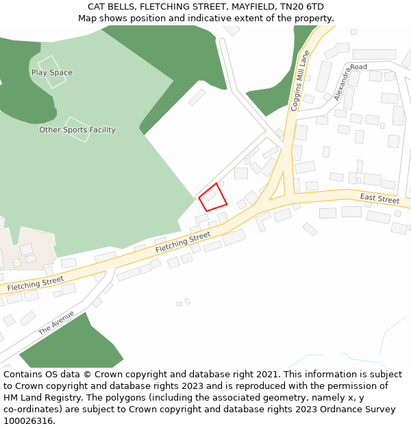 CAT BELLS, FLETCHING STREET, MAYFIELD, TN20 6TD: Location map and indicative extent of plot