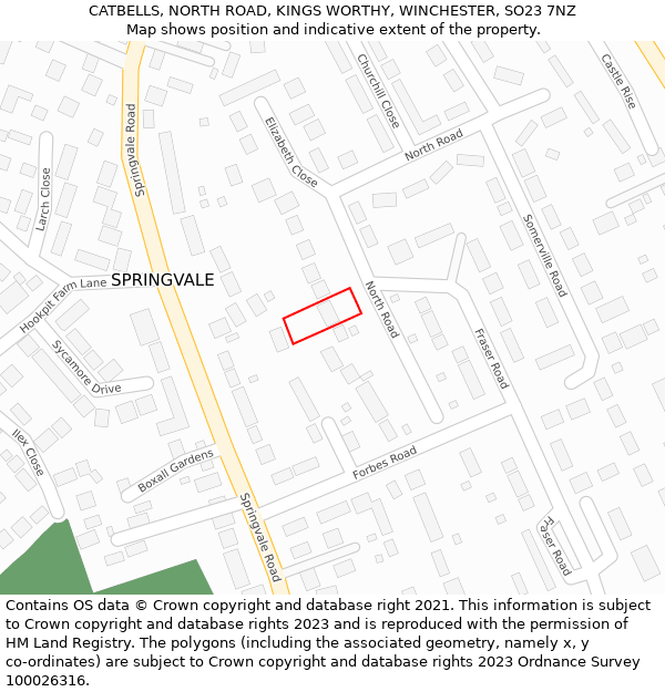 CATBELLS, NORTH ROAD, KINGS WORTHY, WINCHESTER, SO23 7NZ: Location map and indicative extent of plot