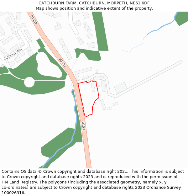 CATCHBURN FARM, CATCHBURN, MORPETH, NE61 6DF: Location map and indicative extent of plot