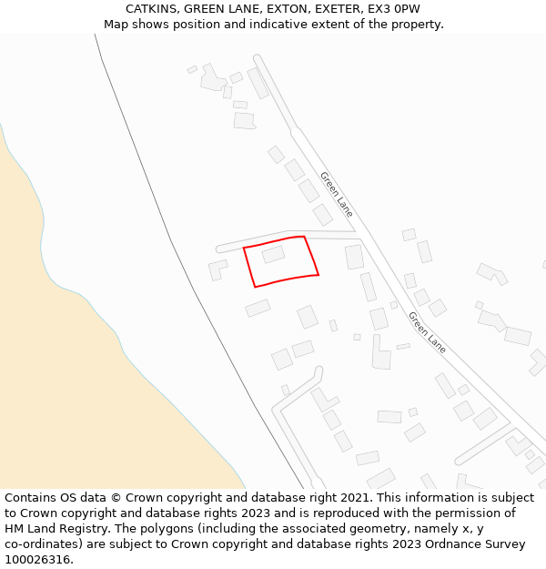 CATKINS, GREEN LANE, EXTON, EXETER, EX3 0PW: Location map and indicative extent of plot