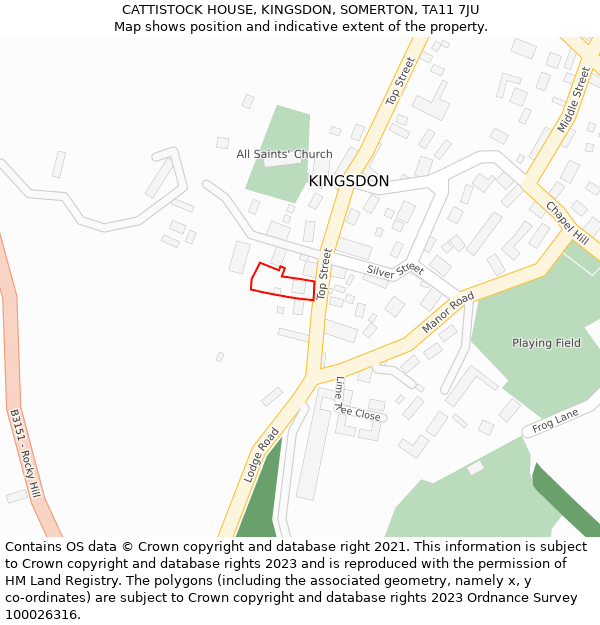CATTISTOCK HOUSE, KINGSDON, SOMERTON, TA11 7JU: Location map and indicative extent of plot