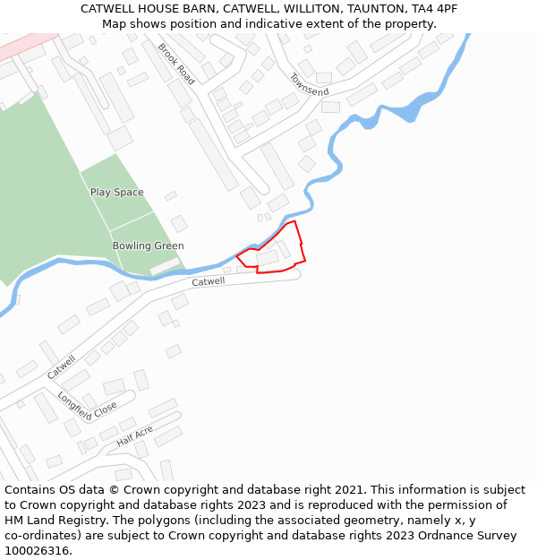 CATWELL HOUSE BARN, CATWELL, WILLITON, TAUNTON, TA4 4PF: Location map and indicative extent of plot