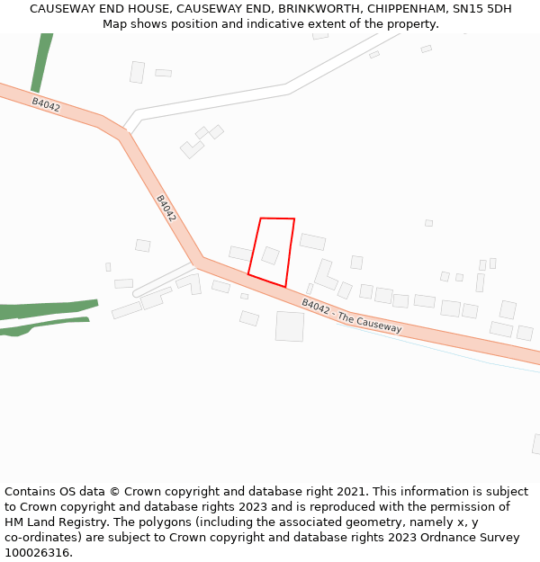 CAUSEWAY END HOUSE, CAUSEWAY END, BRINKWORTH, CHIPPENHAM, SN15 5DH: Location map and indicative extent of plot