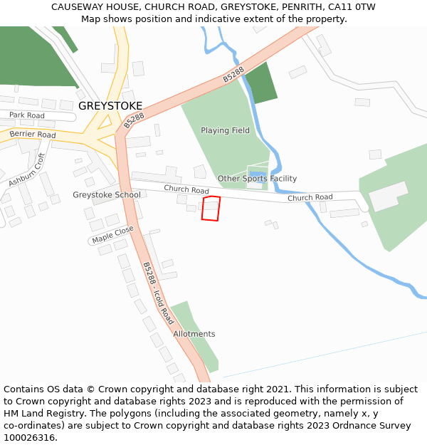 CAUSEWAY HOUSE, CHURCH ROAD, GREYSTOKE, PENRITH, CA11 0TW: Location map and indicative extent of plot