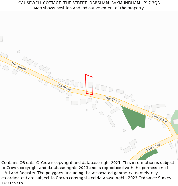 CAUSEWELL COTTAGE, THE STREET, DARSHAM, SAXMUNDHAM, IP17 3QA: Location map and indicative extent of plot