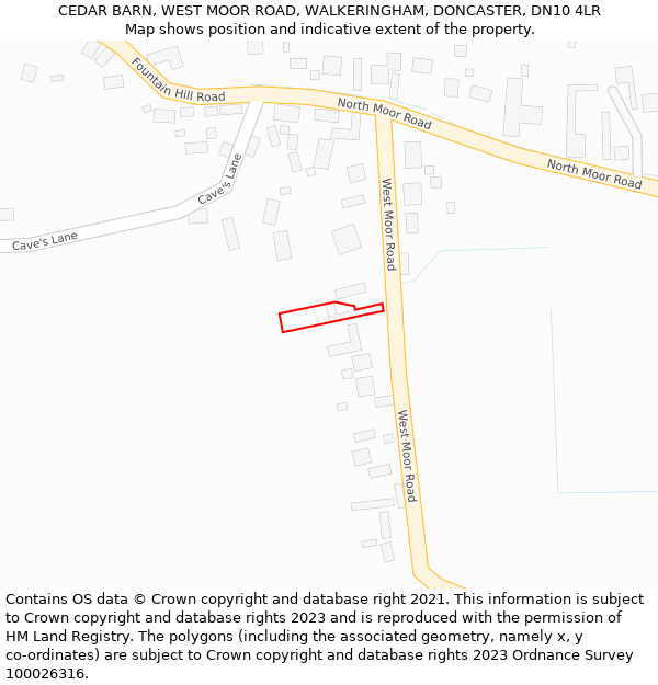 CEDAR BARN, WEST MOOR ROAD, WALKERINGHAM, DONCASTER, DN10 4LR: Location map and indicative extent of plot