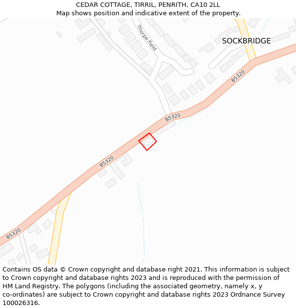 CEDAR COTTAGE, TIRRIL, PENRITH, CA10 2LL: Location map and indicative extent of plot