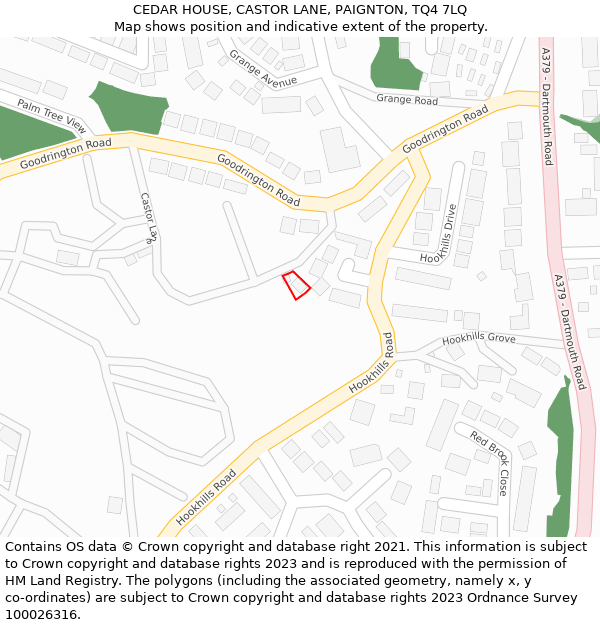 CEDAR HOUSE, CASTOR LANE, PAIGNTON, TQ4 7LQ: Location map and indicative extent of plot