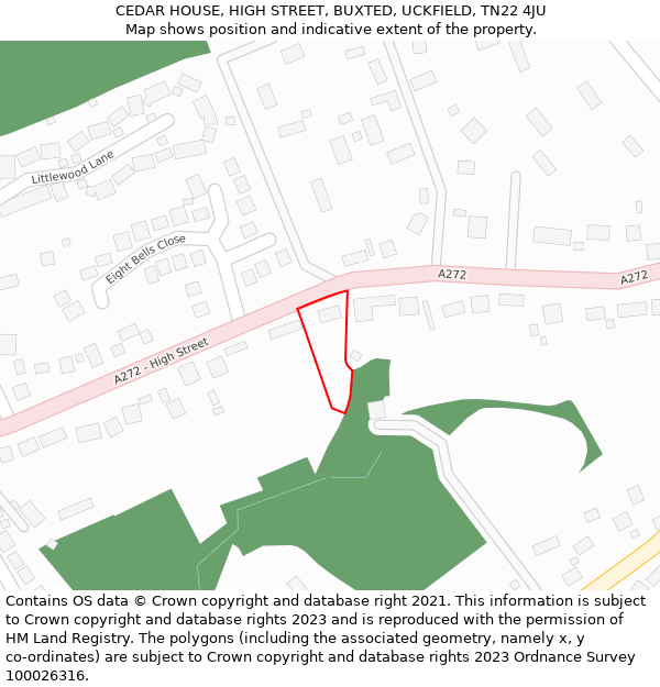 CEDAR HOUSE, HIGH STREET, BUXTED, UCKFIELD, TN22 4JU: Location map and indicative extent of plot