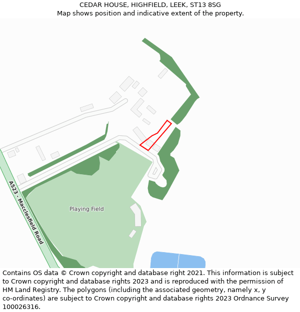 CEDAR HOUSE, HIGHFIELD, LEEK, ST13 8SG: Location map and indicative extent of plot