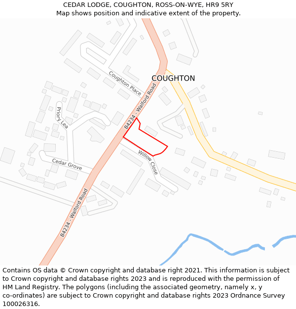 CEDAR LODGE, COUGHTON, ROSS-ON-WYE, HR9 5RY: Location map and indicative extent of plot