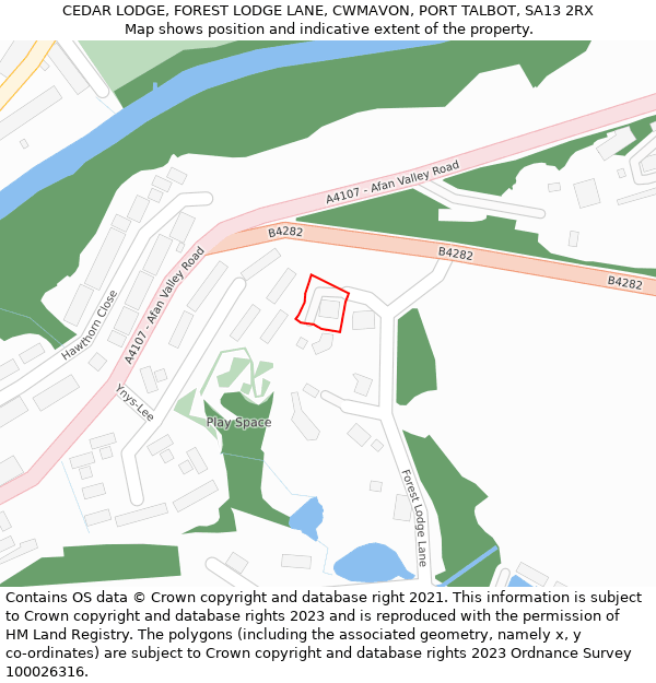 CEDAR LODGE, FOREST LODGE LANE, CWMAVON, PORT TALBOT, SA13 2RX: Location map and indicative extent of plot