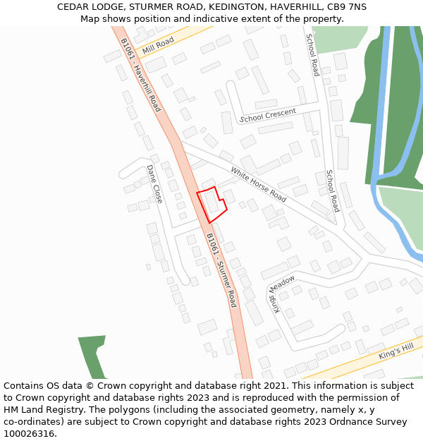 CEDAR LODGE, STURMER ROAD, KEDINGTON, HAVERHILL, CB9 7NS: Location map and indicative extent of plot