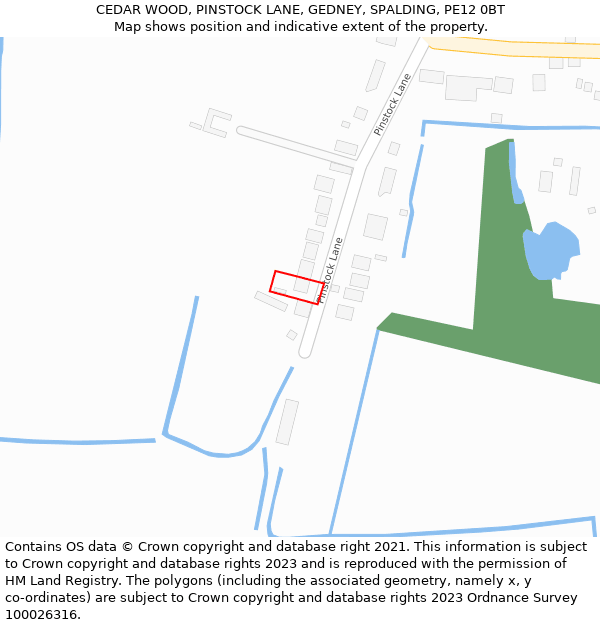 CEDAR WOOD, PINSTOCK LANE, GEDNEY, SPALDING, PE12 0BT: Location map and indicative extent of plot