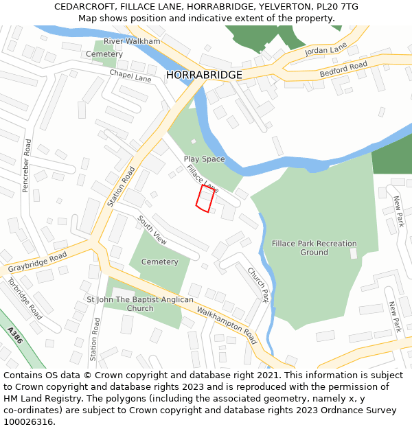 CEDARCROFT, FILLACE LANE, HORRABRIDGE, YELVERTON, PL20 7TG: Location map and indicative extent of plot