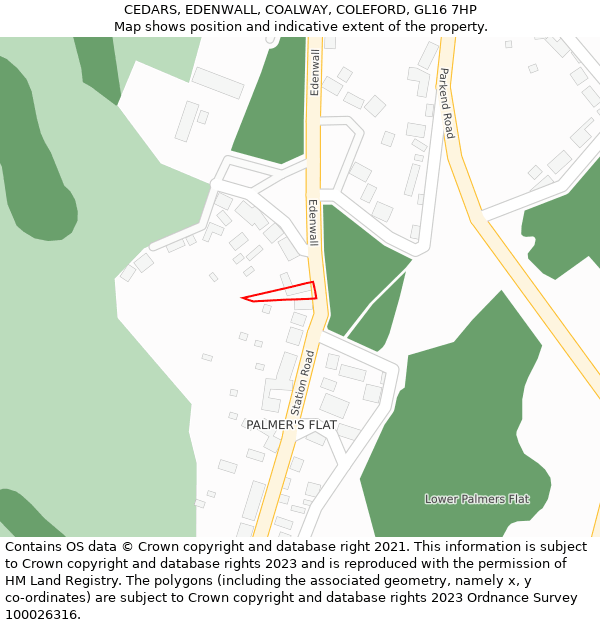 CEDARS, EDENWALL, COALWAY, COLEFORD, GL16 7HP: Location map and indicative extent of plot