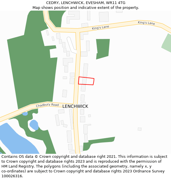 CEDRY, LENCHWICK, EVESHAM, WR11 4TG: Location map and indicative extent of plot