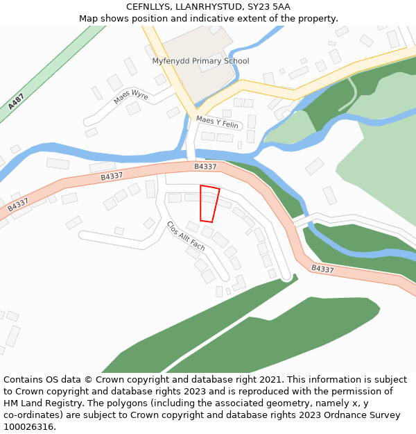 CEFNLLYS, LLANRHYSTUD, SY23 5AA: Location map and indicative extent of plot