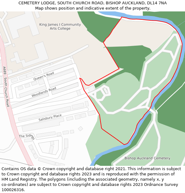 CEMETERY LODGE, SOUTH CHURCH ROAD, BISHOP AUCKLAND, DL14 7NA: Location map and indicative extent of plot