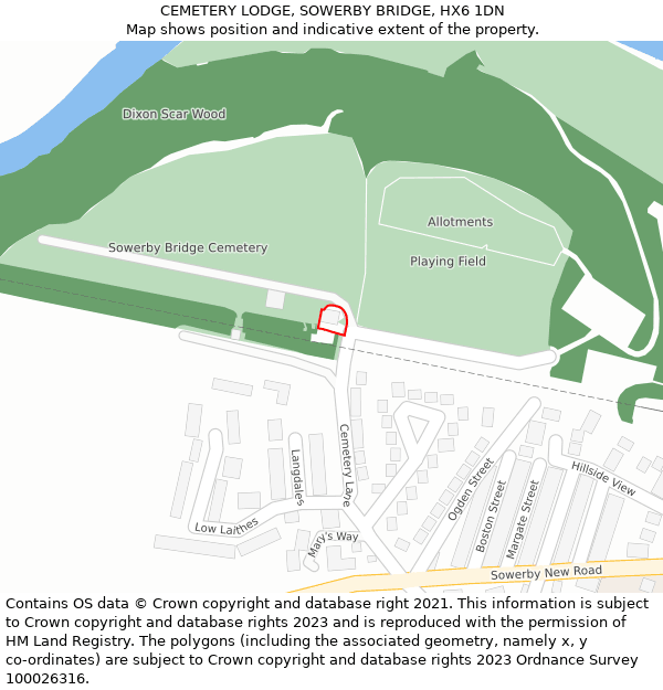 CEMETERY LODGE, SOWERBY BRIDGE, HX6 1DN: Location map and indicative extent of plot