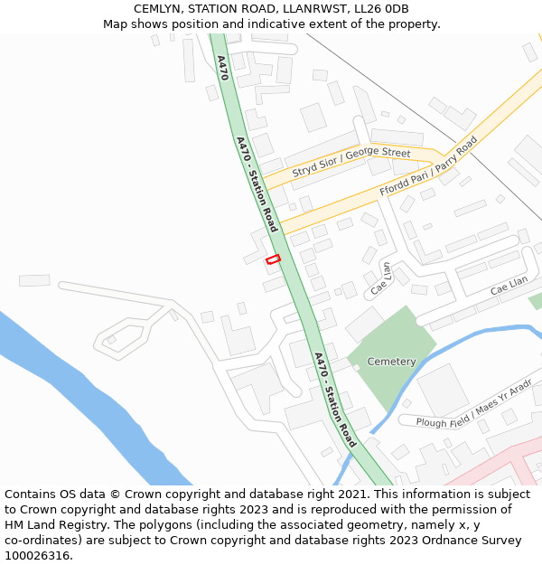 CEMLYN, STATION ROAD, LLANRWST, LL26 0DB: Location map and indicative extent of plot