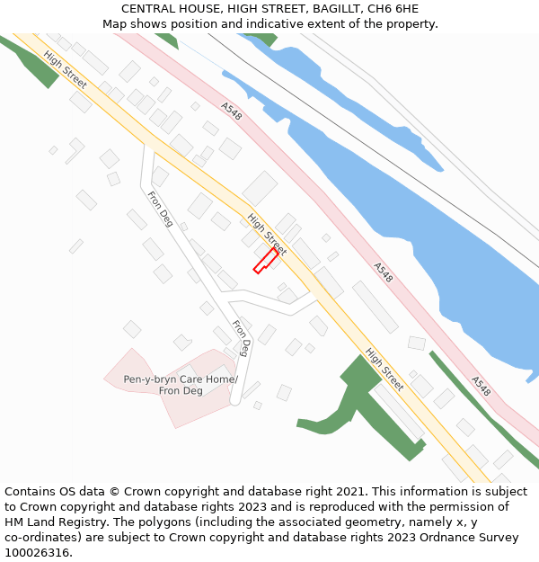 CENTRAL HOUSE, HIGH STREET, BAGILLT, CH6 6HE: Location map and indicative extent of plot