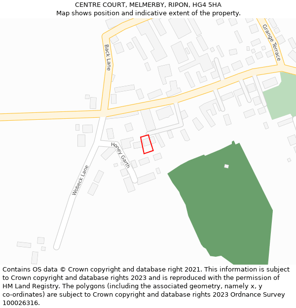 CENTRE COURT, MELMERBY, RIPON, HG4 5HA: Location map and indicative extent of plot