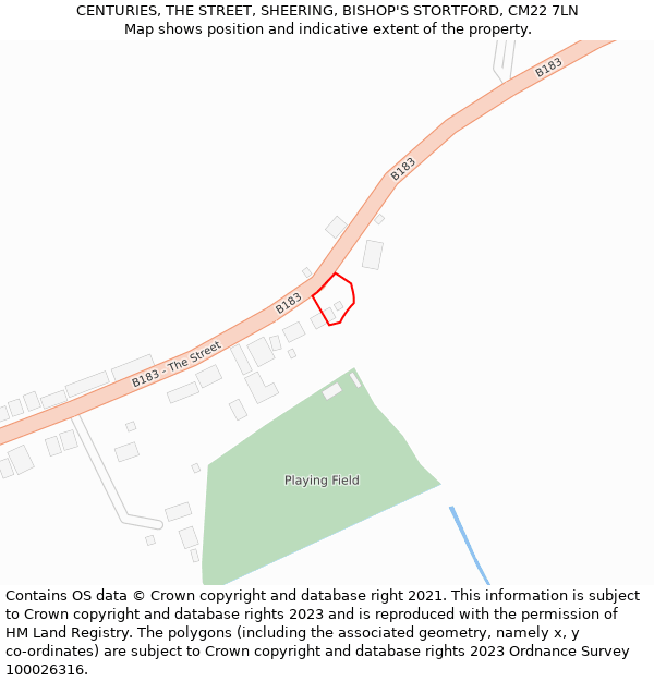 CENTURIES, THE STREET, SHEERING, BISHOP'S STORTFORD, CM22 7LN: Location map and indicative extent of plot