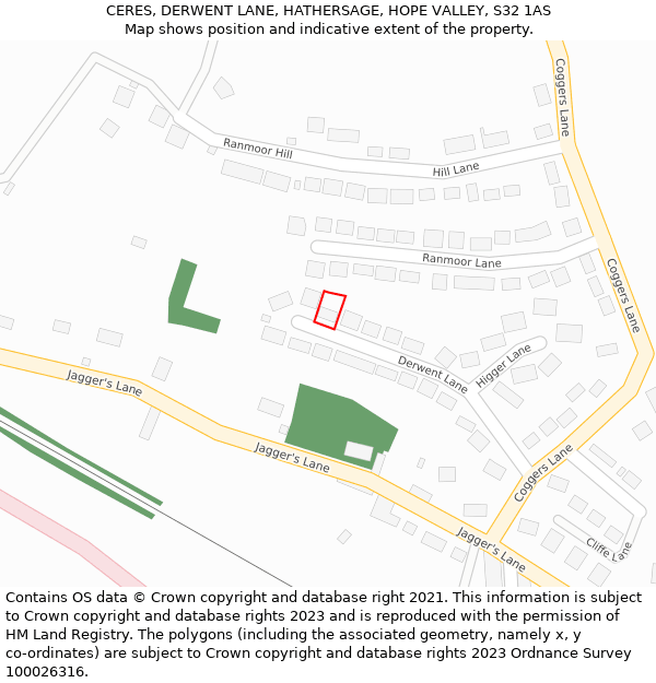 CERES, DERWENT LANE, HATHERSAGE, HOPE VALLEY, S32 1AS: Location map and indicative extent of plot