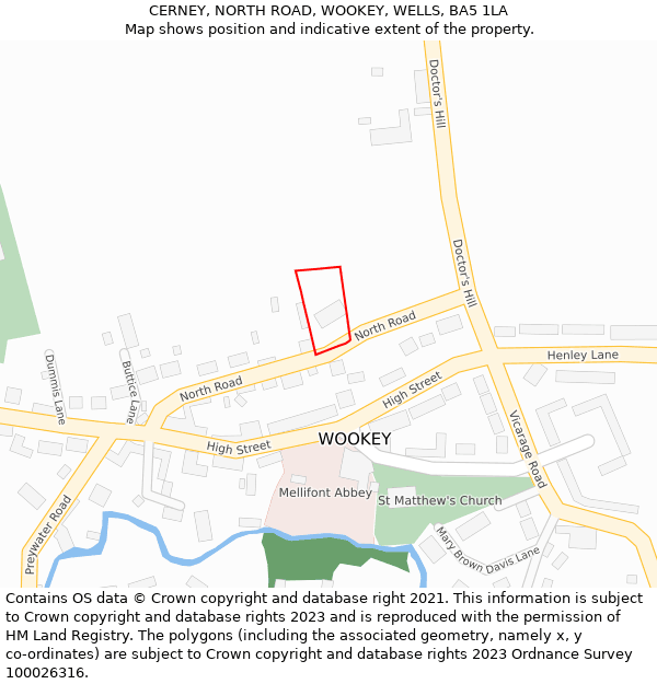 CERNEY, NORTH ROAD, WOOKEY, WELLS, BA5 1LA: Location map and indicative extent of plot
