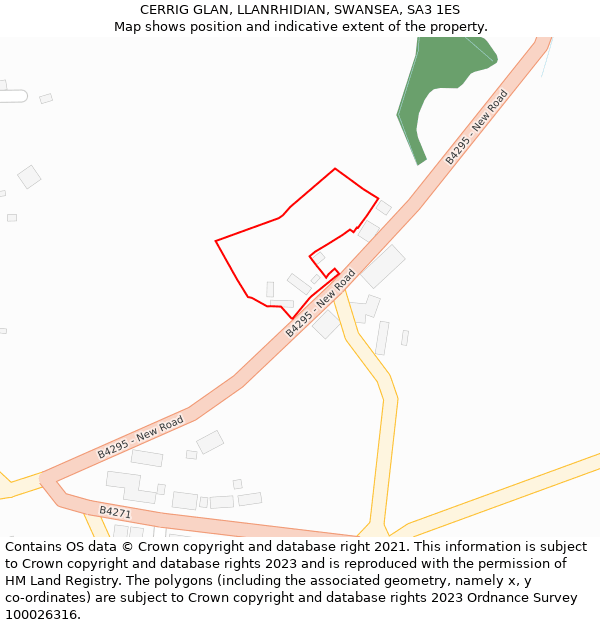 CERRIG GLAN, LLANRHIDIAN, SWANSEA, SA3 1ES: Location map and indicative extent of plot