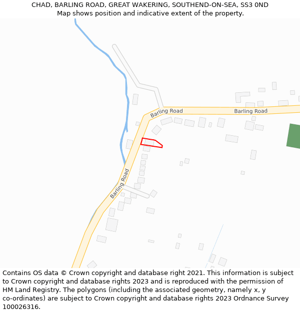 CHAD, BARLING ROAD, GREAT WAKERING, SOUTHEND-ON-SEA, SS3 0ND: Location map and indicative extent of plot