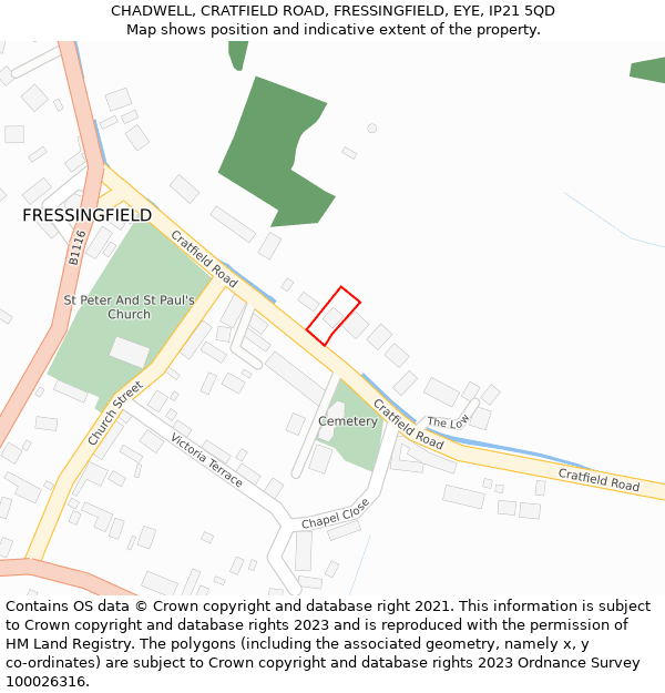 CHADWELL, CRATFIELD ROAD, FRESSINGFIELD, EYE, IP21 5QD: Location map and indicative extent of plot