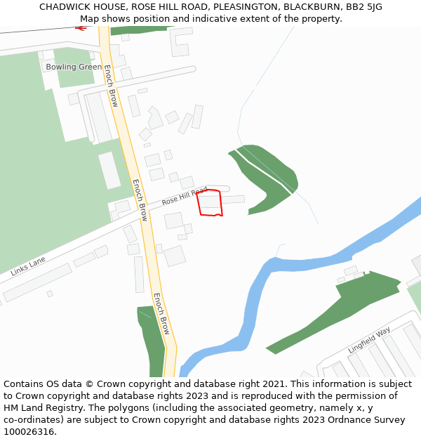 CHADWICK HOUSE, ROSE HILL ROAD, PLEASINGTON, BLACKBURN, BB2 5JG: Location map and indicative extent of plot