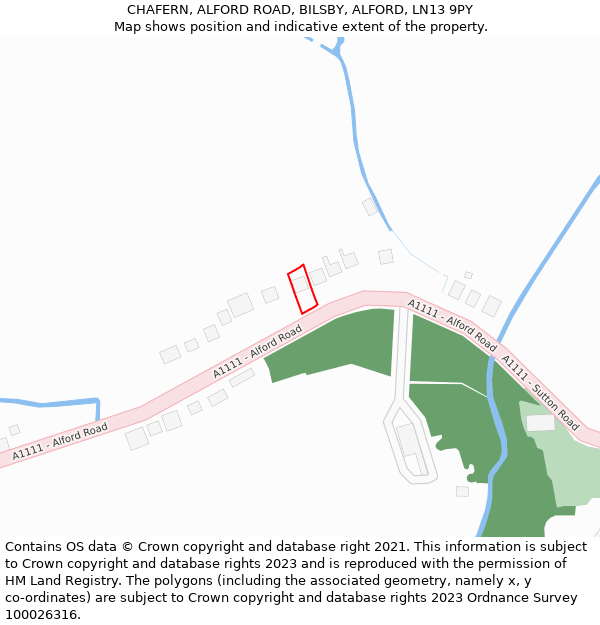 CHAFERN, ALFORD ROAD, BILSBY, ALFORD, LN13 9PY: Location map and indicative extent of plot